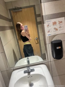 Would you fuck me in here publicbathroom exhibitionist canadian petite part 1
