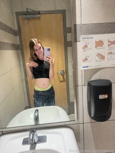 Would you fuck me in here publicbathroom exhibitionist canadian petite part 4