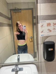 Would you fuck me in here publicbathroom exhibitionist canadian petite