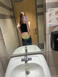 Would you fuck me in here publicbathroom exhibitionist canadian petite part 2