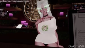 Cute futanari barista serves you fresh cream and a free anal creampie