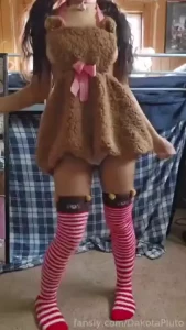 I love dancing in my room in my cute baby bear outfit petite cute teen