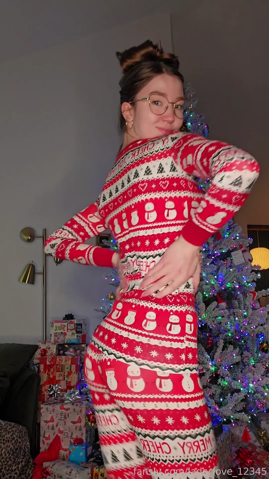 Do you like my christmas pajamas pajamas tightclothes sfw glasses 