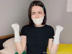 Ball gag microfoam sock mitts wrist cuffs part 12