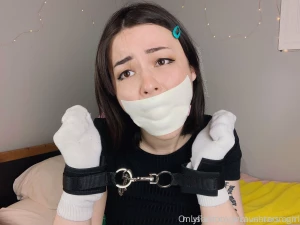 Ball gag microfoam sock mitts wrist cuffs part 2