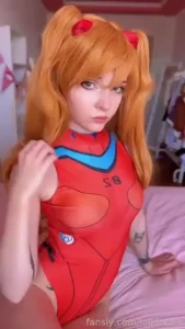 Just finished light cosplay of asuka from neon genesis evangelion it