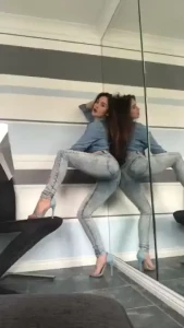 Denim on denim with the cutest new shoes strip video striptease