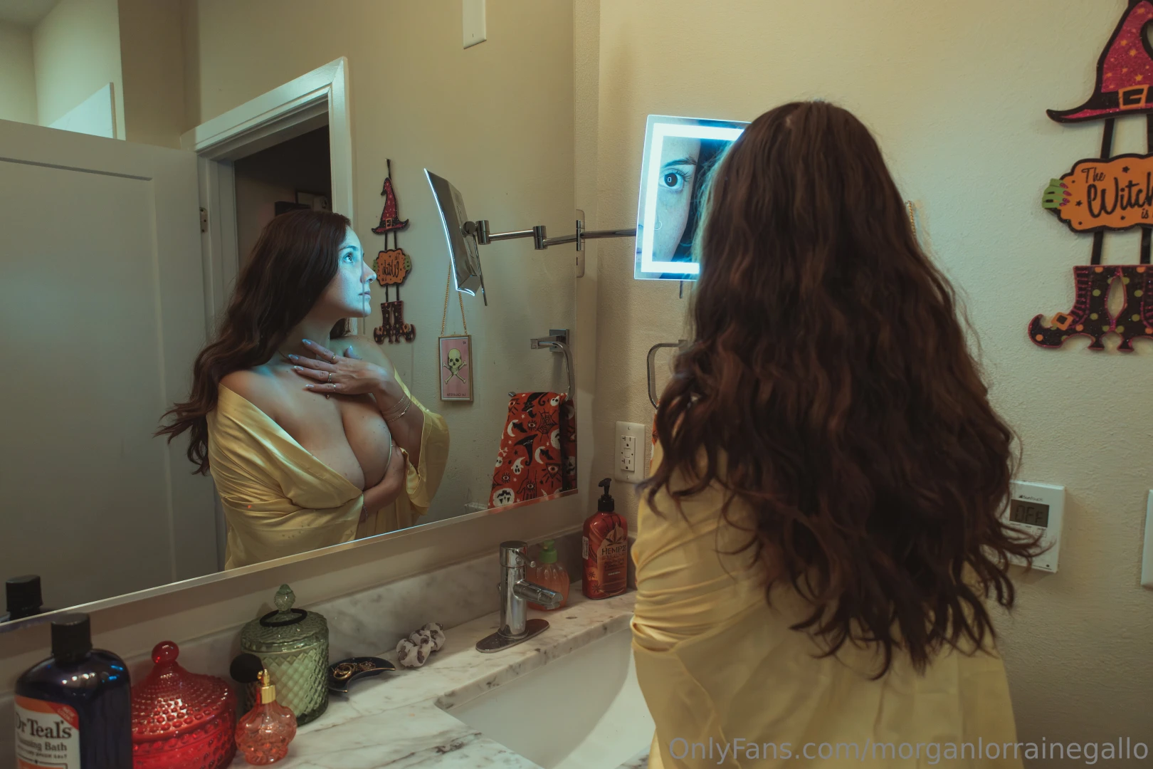 The rest of my bathroom photos in the silk yellow robe - some part 4 