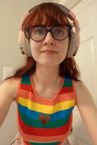 Just being cute fyp free egirl sfw bisexual pride rainbow redhead