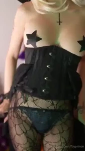 No bra no panty only tights and nipple stickers at the end witches be