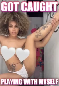 Got caught playin with myself titties out leg up while i m fingering
