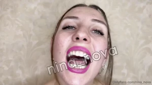 Dirty morning tongue covered with thick white coating from the night