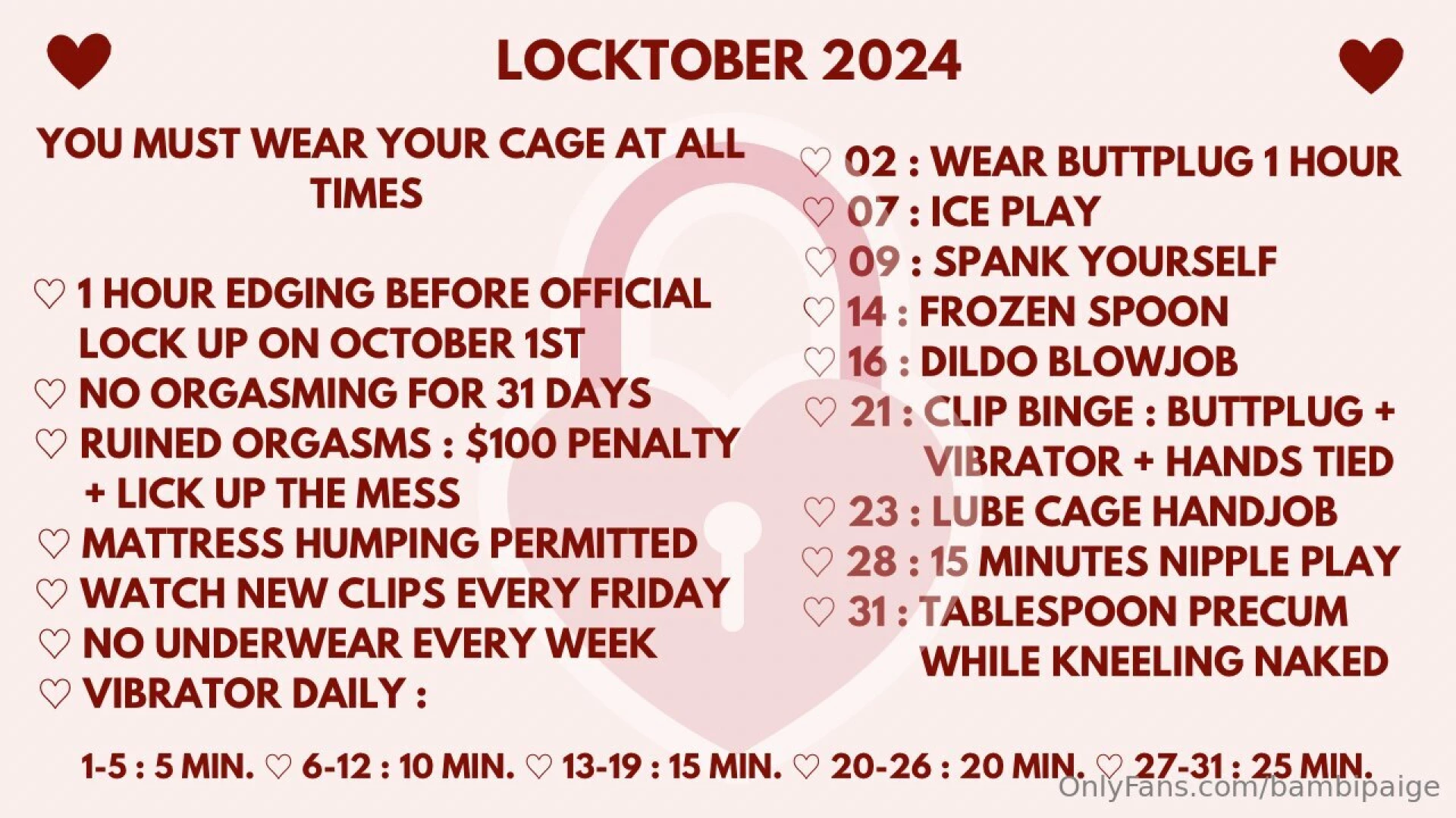 Official locktober 2024 rules easy mode no cage if you don t have much 
