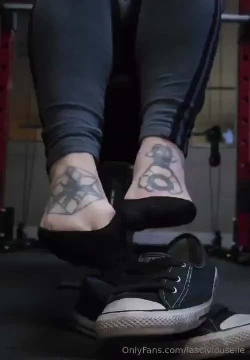 Sweaty little after workout socks and shoes 