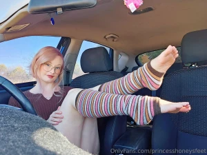 Pov you walk past my car and see me showing off my feet what do you do