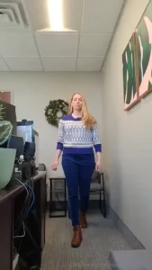 Freshly shaved in cobalt blue and yellow new outfit