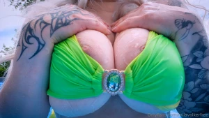 My cow tits in the pool as i promissed