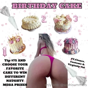 Wanna eat my birthday cake each cake has a different mega prize inside