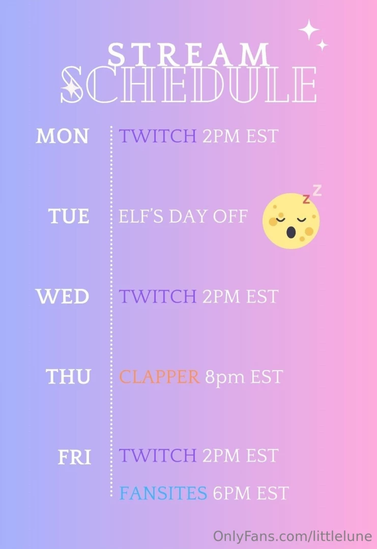 Here s my current stream schedule 