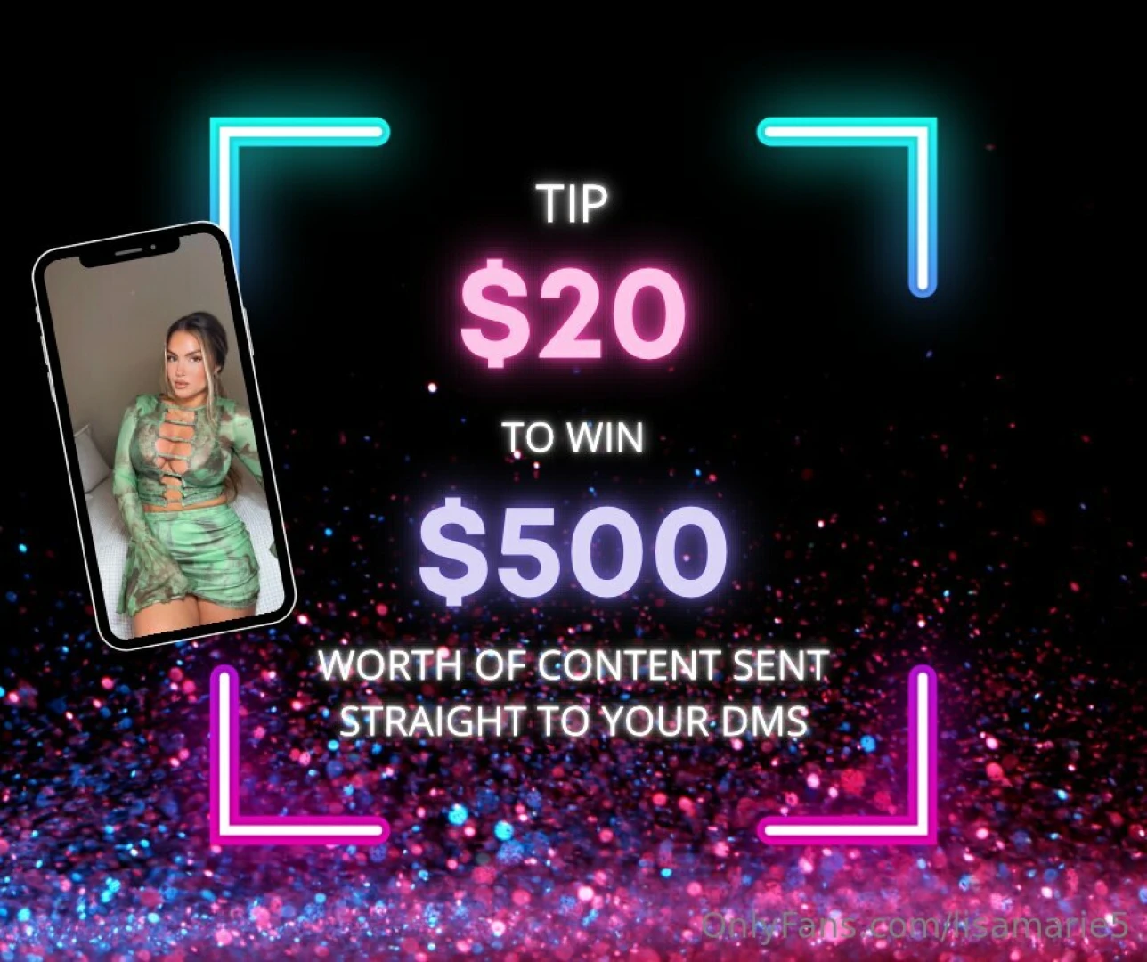 The first fan to tip 20 wins 500 worth of content straight to their part 5 