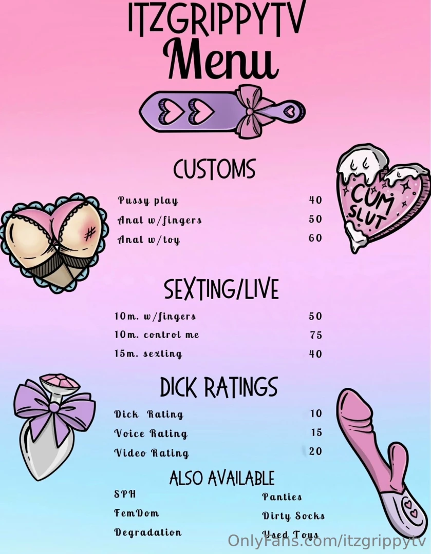 Menu i love doing customs but i do stay super busy so it takes about 