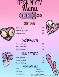 Menu i love doing customs but i do stay super busy so it takes about