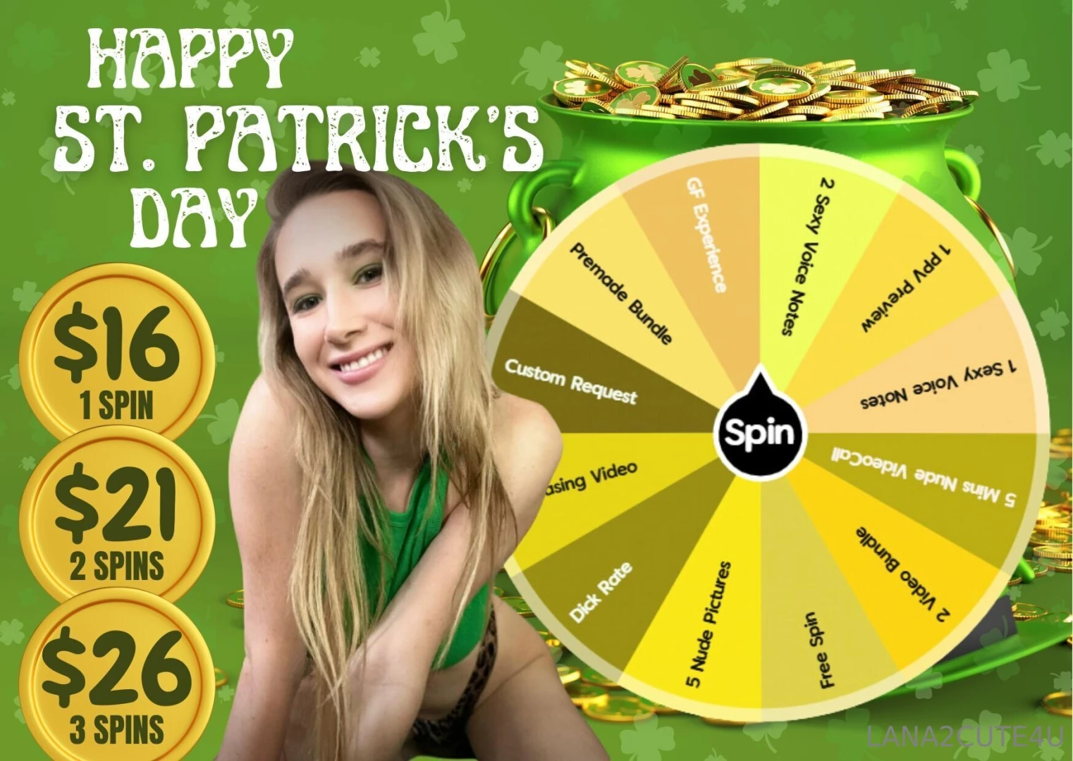 Forget lucky clovers i ll make sure you land on the big prizes spin 