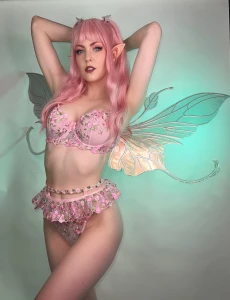 31 image pink fairy lingerie photoset features underboob hand-bra and