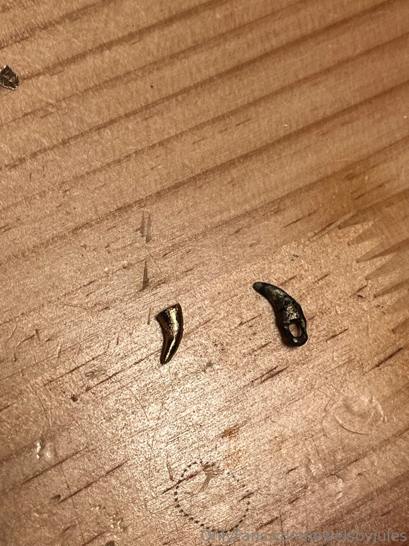 Here are some of the canine teeth that recently casted in 14k gold i 