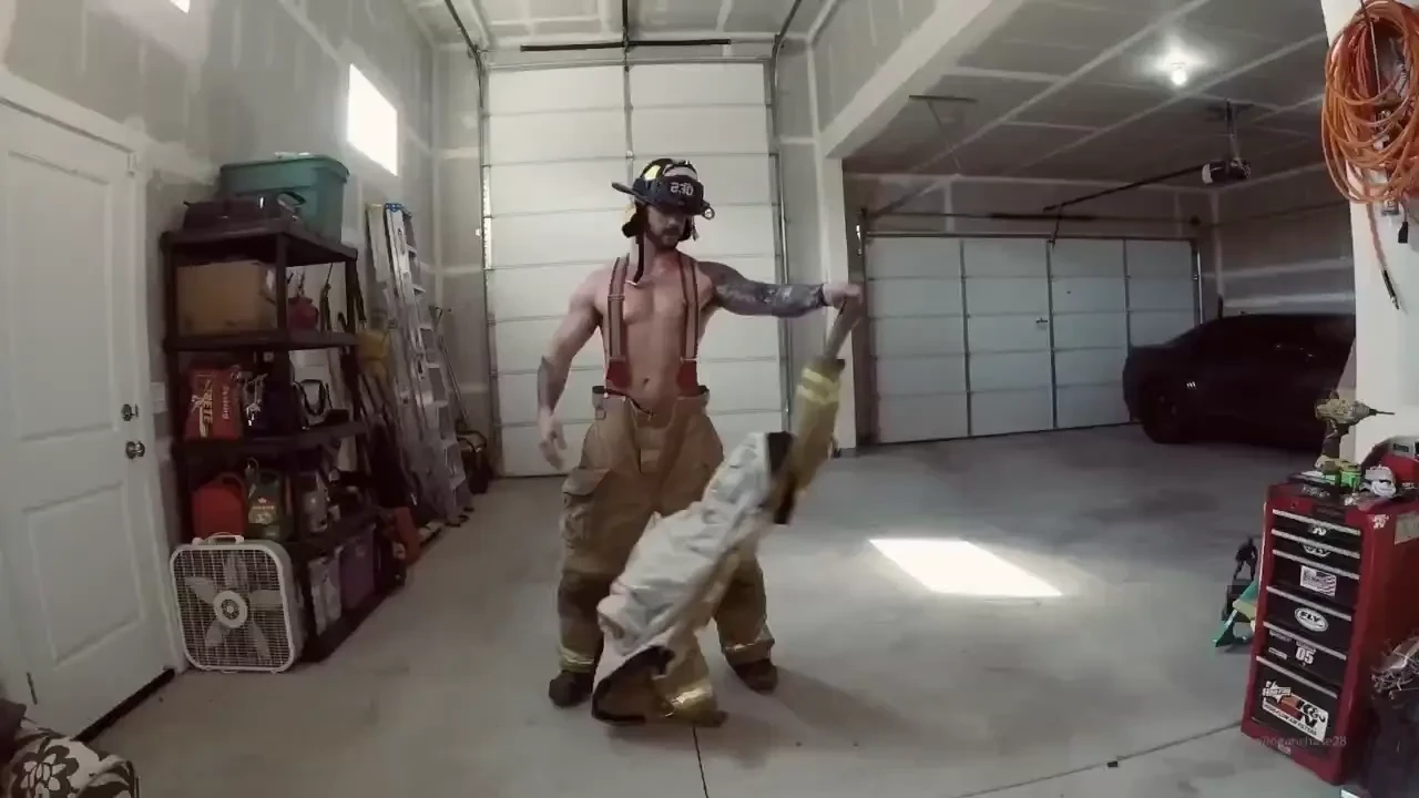 Fire gear strip tease 