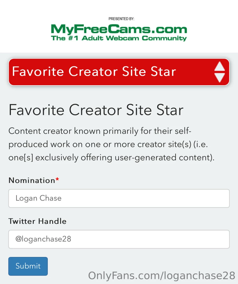 Everyone go to avnawards com and pre nom me and send me a screenshot 