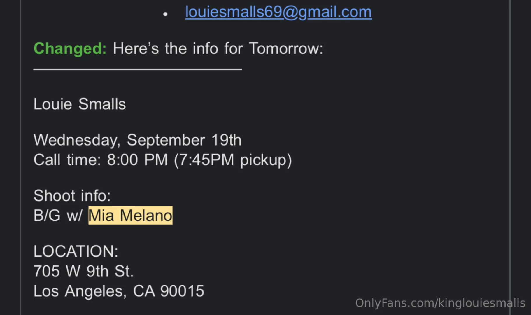 Proof that i was scheduled to fuck mia melano but the dick was to big 