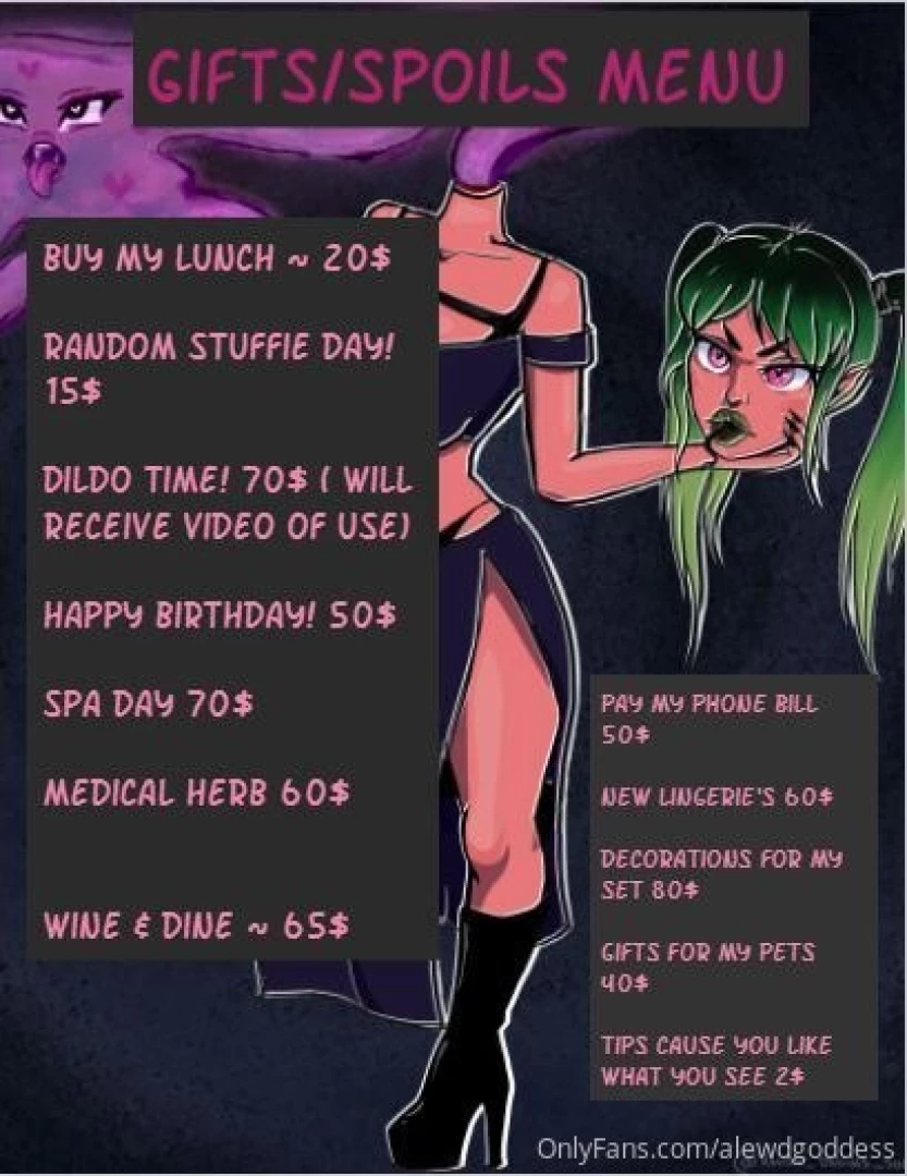 My tip menu till my new custom one is done i love love love this art part 1 