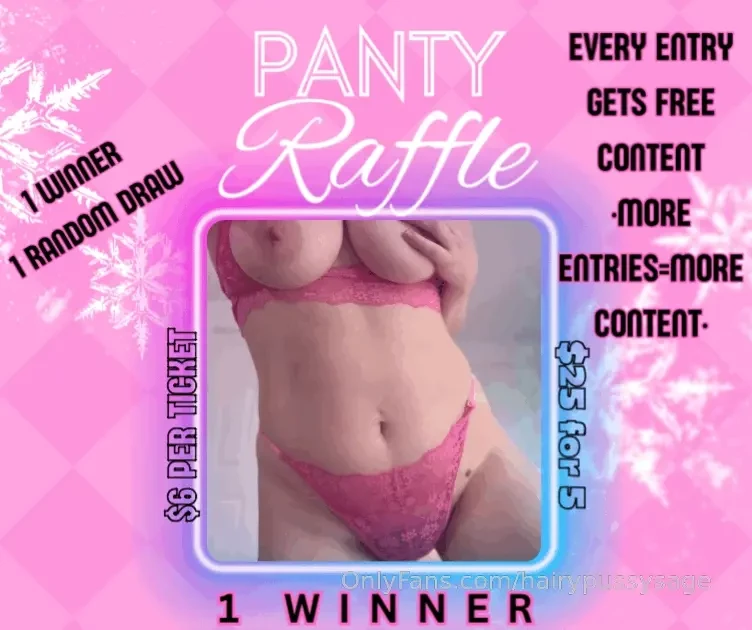 Panty raffle one grand prize winner every entry wins content winner 