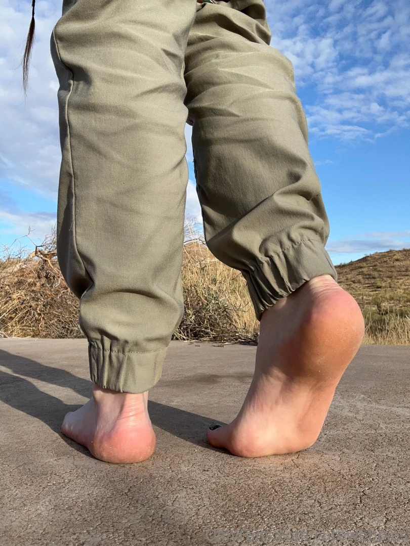 Love feeling the cold concrete on my soles after a hike 
