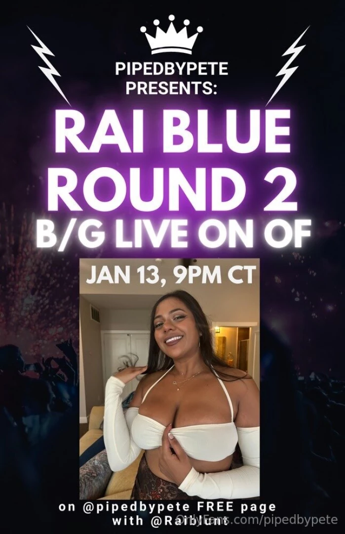 Round 2 live w raiblunt one week from today live on monday jan 13 9pm 