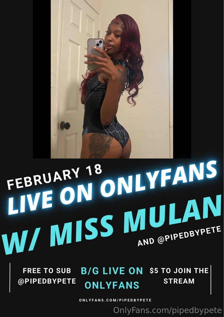 Live with missmulan_x this tuesday 9pm pt 