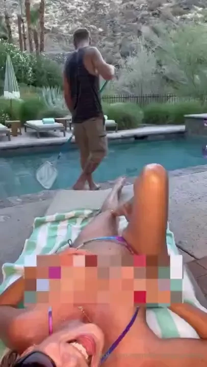 After a long day of making porn is ready for a dip in the pool when 