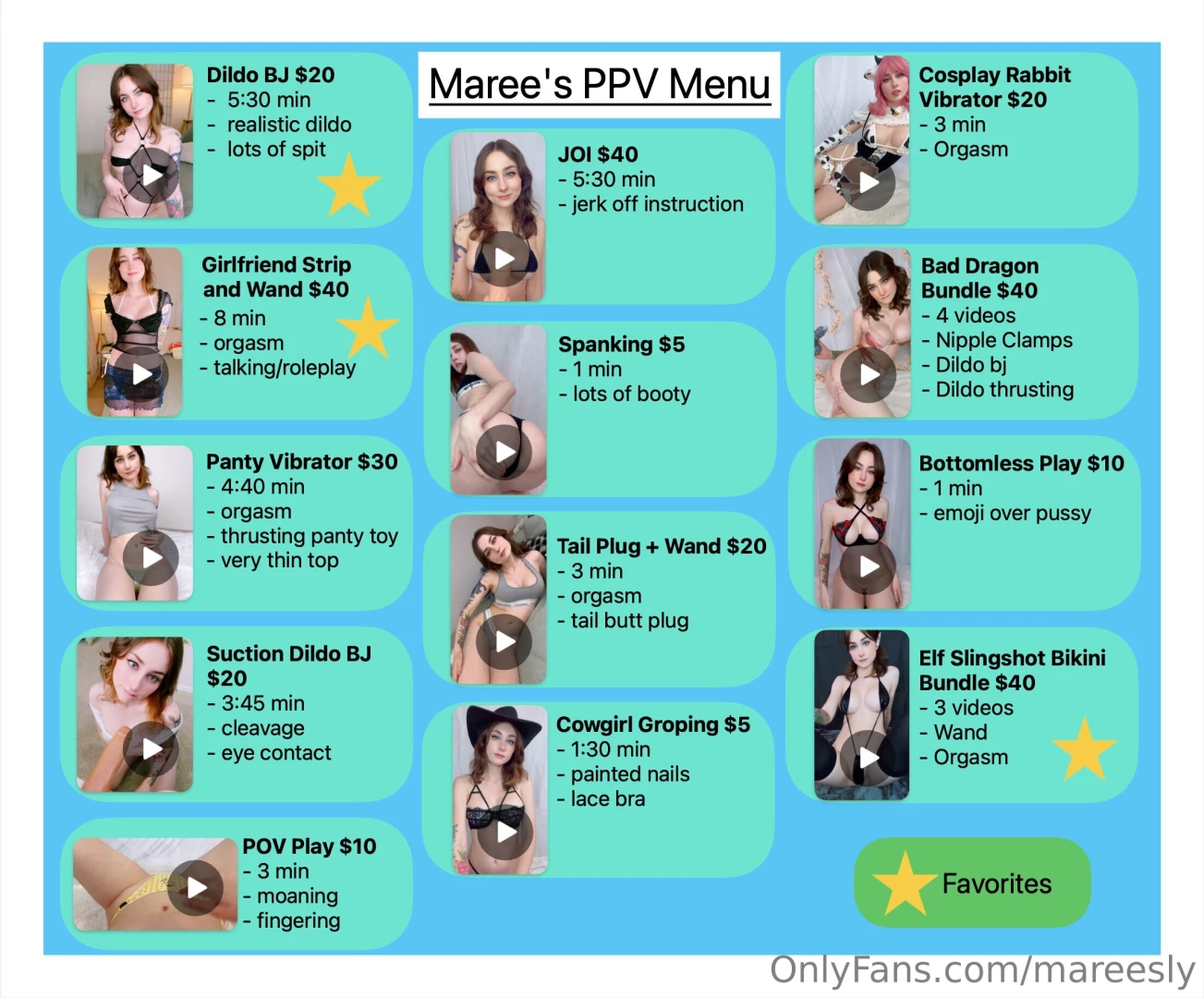 New ppv menu with updated prices please message me if you d like to 