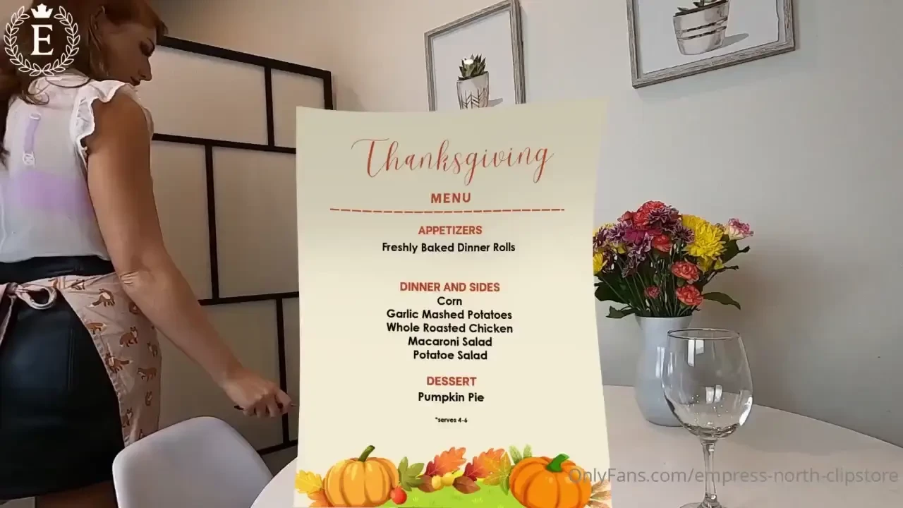 Thanksgiving feast - pov rapid expansion with feeder waitress - in 