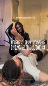 Feet on face handjob with high heels tease nothing feels better than