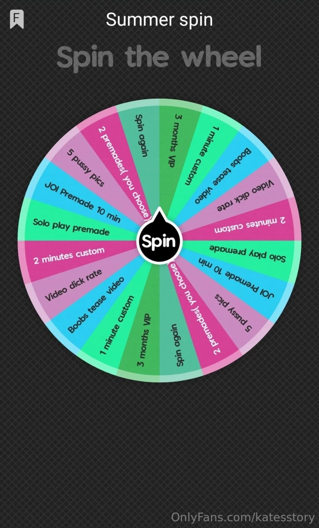Spin the summer or humiliation wheel dare to play every spin is a win 