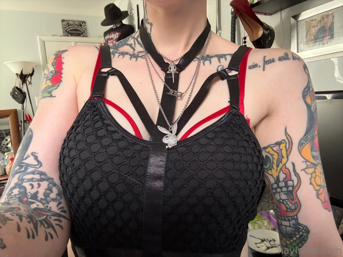 Watch me do a strip tease out of this sexy black fishnet lingerie and part 2 