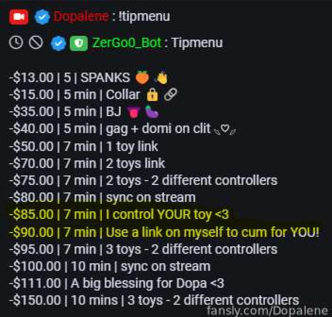 Some on stream tip menu changes additions lt 3 