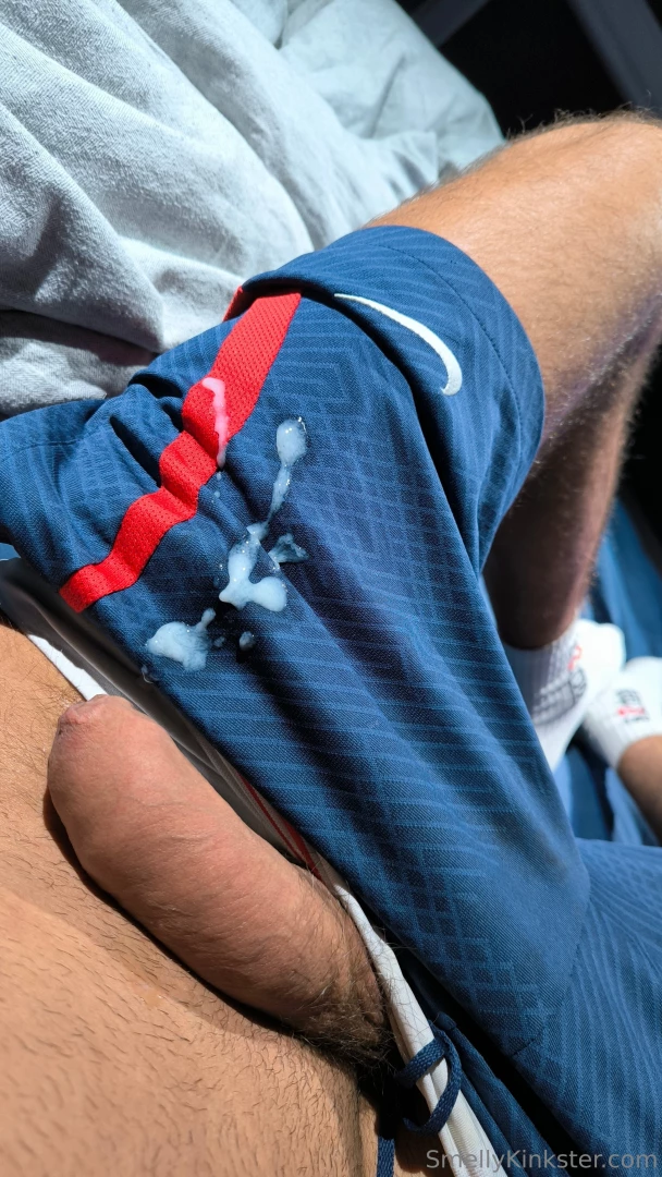 Cumshot on my home shorts 