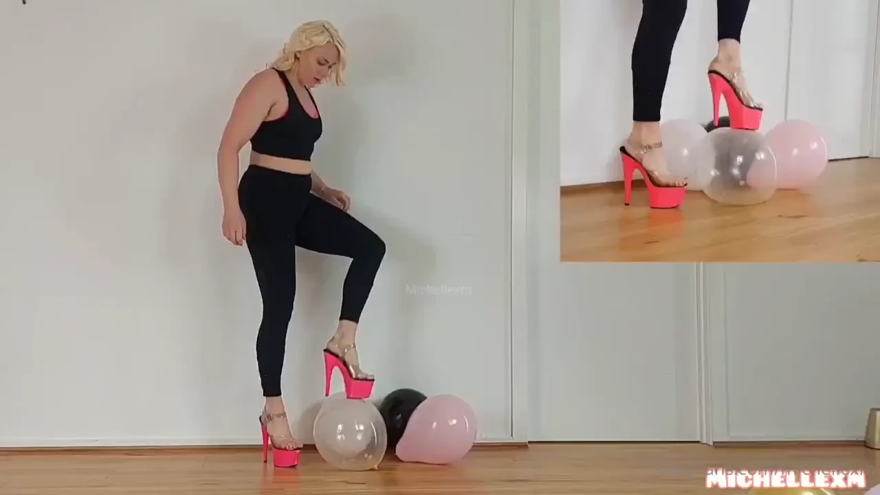 Balloon stomp 1 57 mins stomping and popping balloons in hot pink part 1 