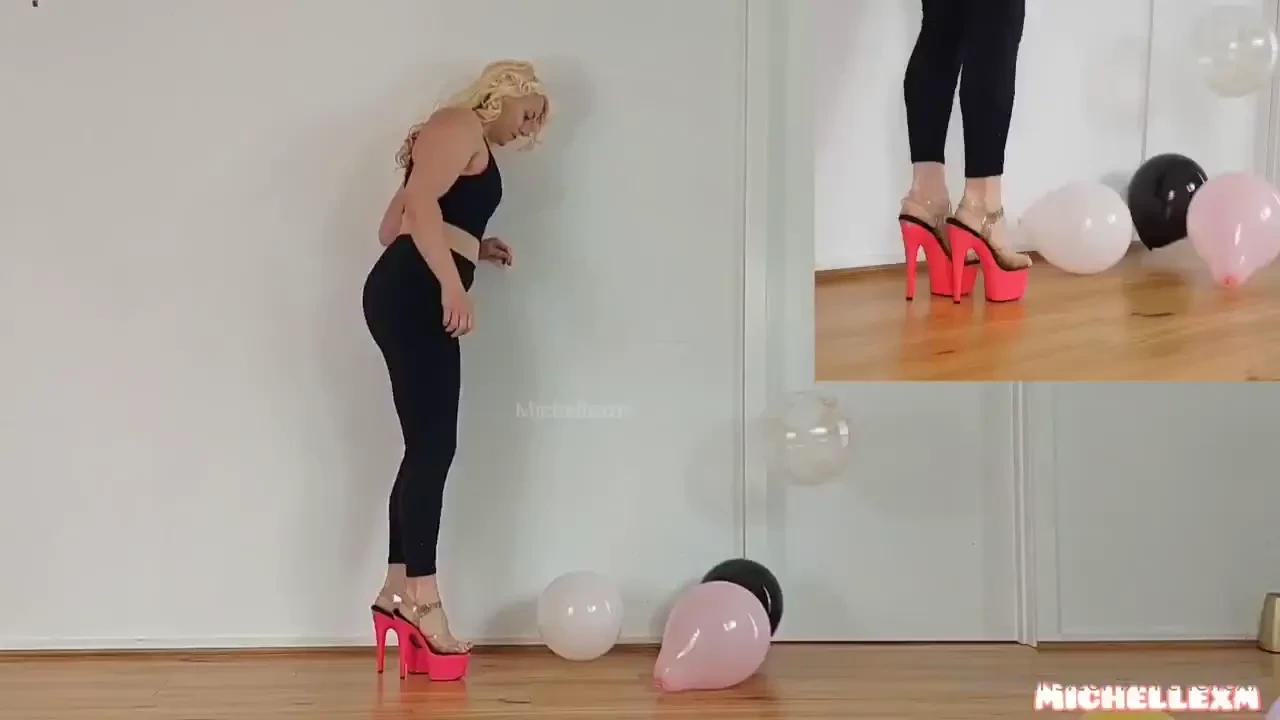Balloon stomp 1 57 mins stomping and popping balloons in hot pink 