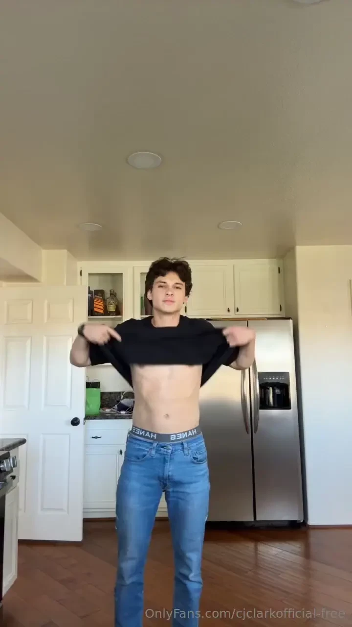 Stripping down in my kitchen to stroke my cock from soft to hard for 