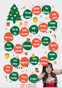 Christmas roll the dice 10- 2 rolls 15- 3 rolls tis the season for