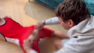 Getting dominated by coach marin he rips off my wrestling gear part 1